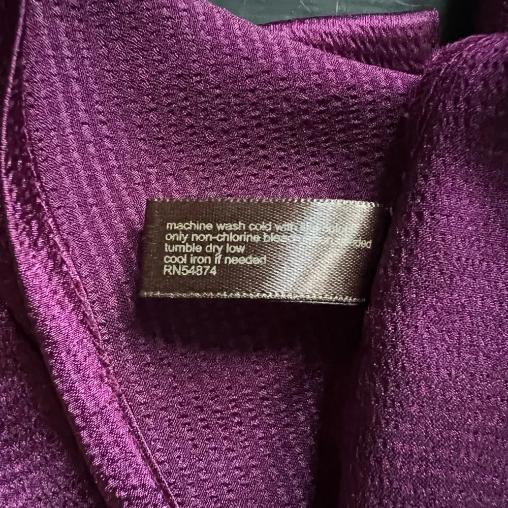 Rich Purple Textured Top Asymmetrical Neckline Statement Bow Old Money - Picture 7 of 8